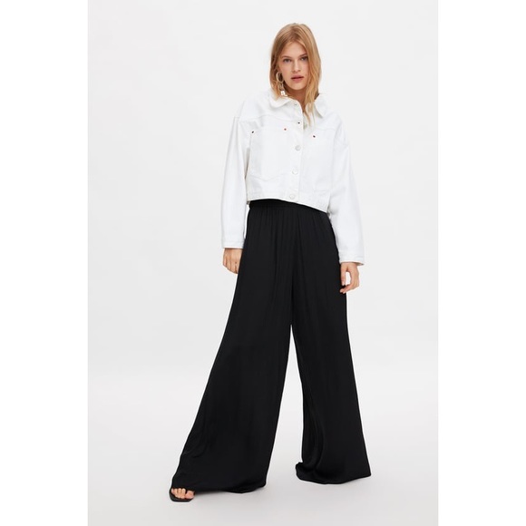 Zara Trf Wide Leg Flowy Palazzo Pants 